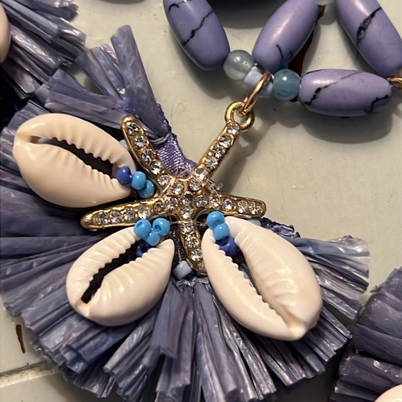 Chico’s Periwinkle Shell Bib Necklace. - Picture 9 of 9